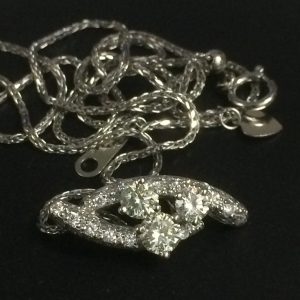 Pt850 プラチナネックレス 0.77ct+0.34ct ダイヤモンド