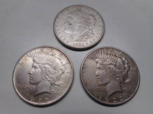 アメリカ 1921年モルガン1ドル銀貨+リバティ 1ドル銀貨 1922年・1923年