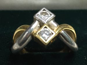 K18/Pt850 18金＆プラチナ コンビリング 0.406ct ダイヤモンド