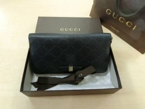 GUCCI・グッチ　388680 ラウンドファスナー長財布 小銭入れ付き GUCCISSIMA・ブラック 男女兼用