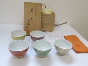 高野清鳳作　煎茶揃　5色5客