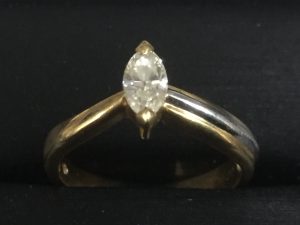 K18/Pt850 リング マーキースカットダイヤモンド 0.22ct