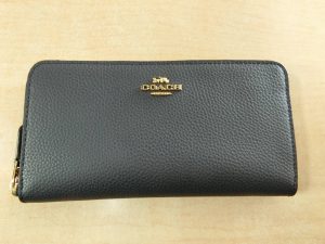 COACH・コーチ・アコーディオンジップ長財布・F16612・ラグジュアリーペブルドレザー・ミッドナイトブルー・